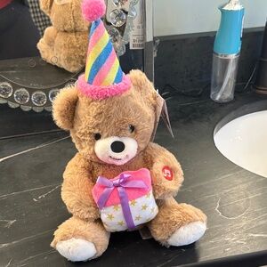 Plush Teddy Bear with Party Hat and Gift